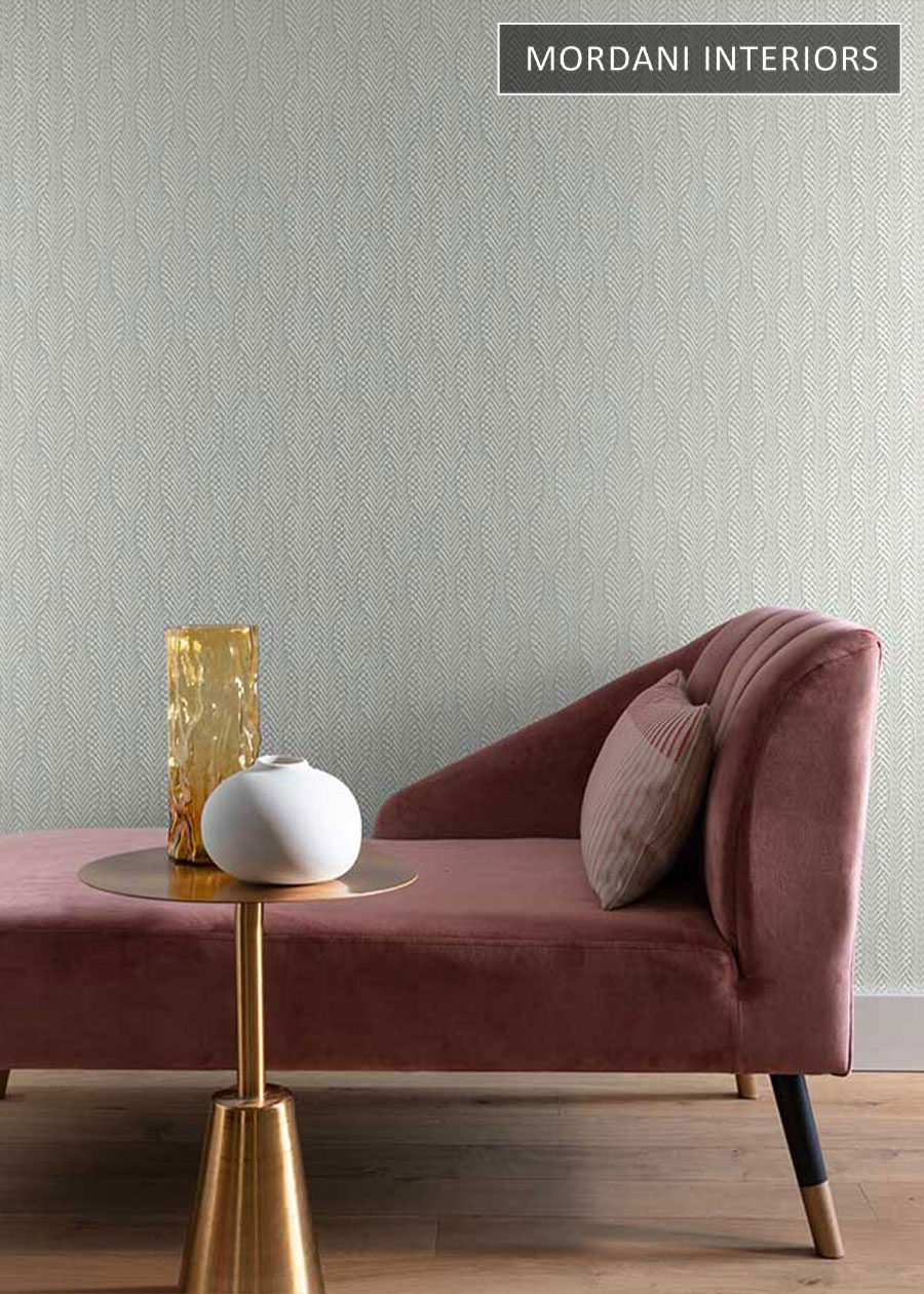 Mint Leaf Self Print Wallpaper